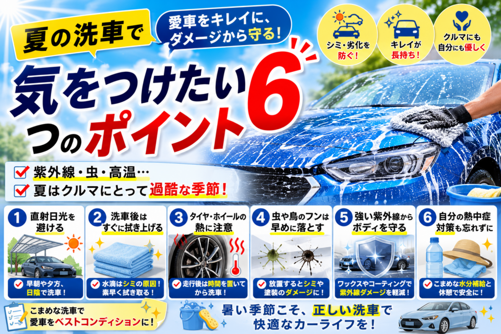 夏の洗車で気をつけたい6つのポイント